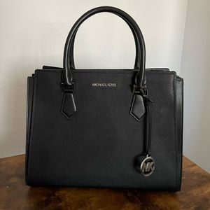 Michael Kors Purse Hope Large Saffiano Leather Satchel Black